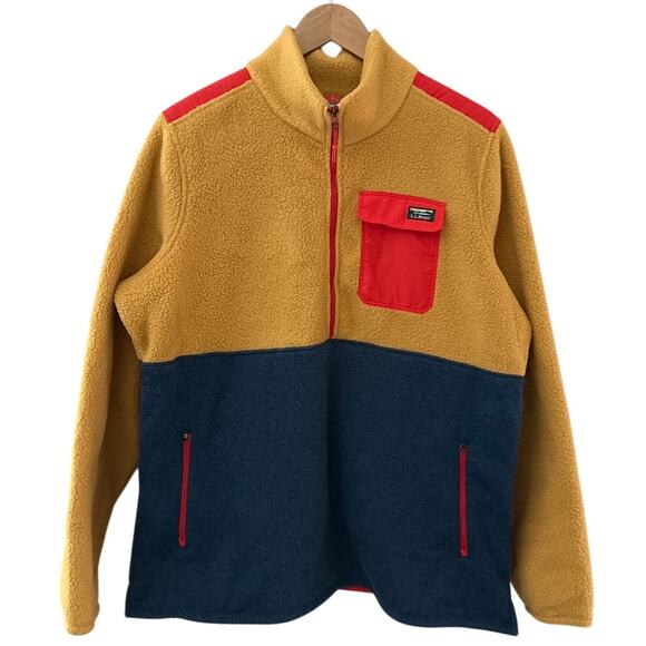 L.L. Bean Fleece 1/4 Zip Hybrid Pullover Sweater Multi Size XL - Picture 2 of 11